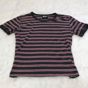 Gray pink and white striped cute T-shirt